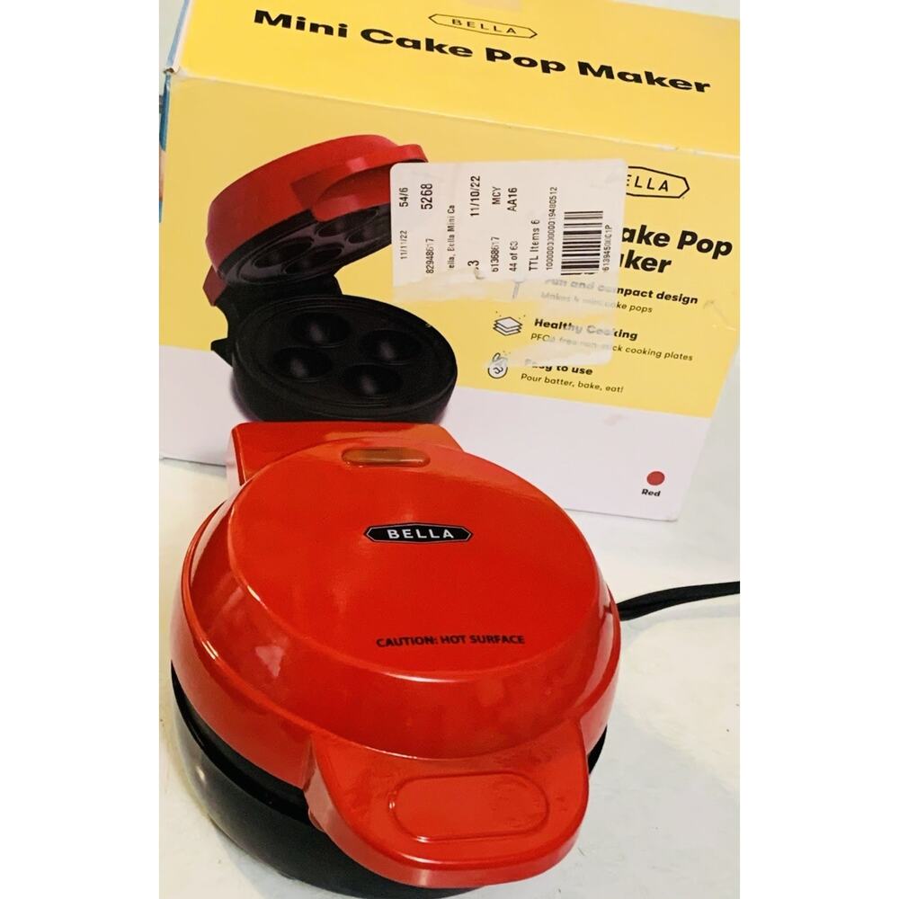 Bella Mini Cake Pop Maker Red Nonstick Cooking Tested